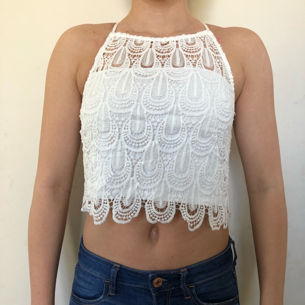 White Lace Crop Top